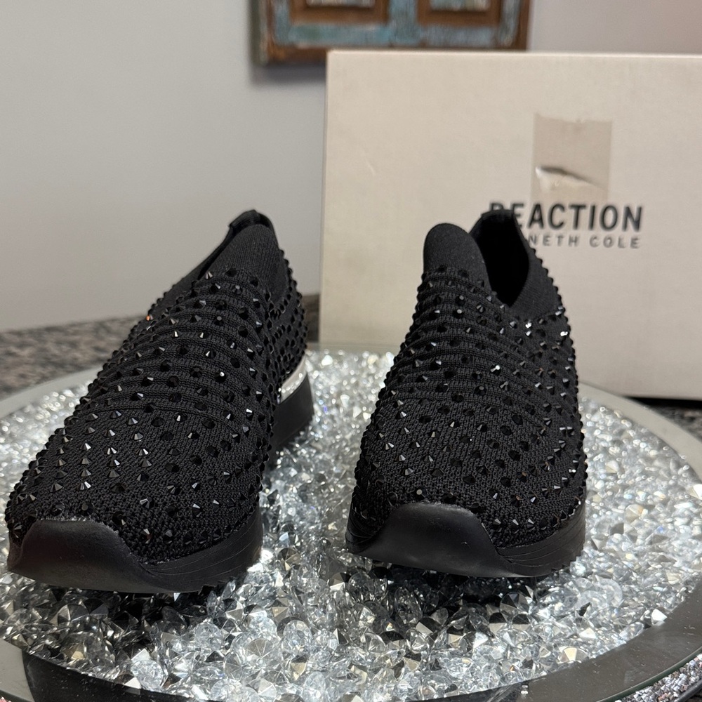 Kenneth Cole Reaction Cameron Jewel Black Slip-On jogger sneakers NEW 7.5 - Picture 9 of 15